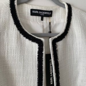 Cropped White Classic Lagerfeld Jacket